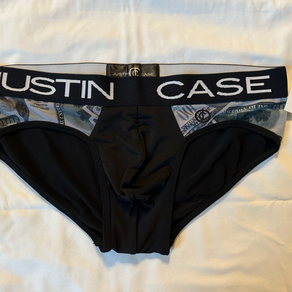 Justin Case Money Mesh Black Briefs